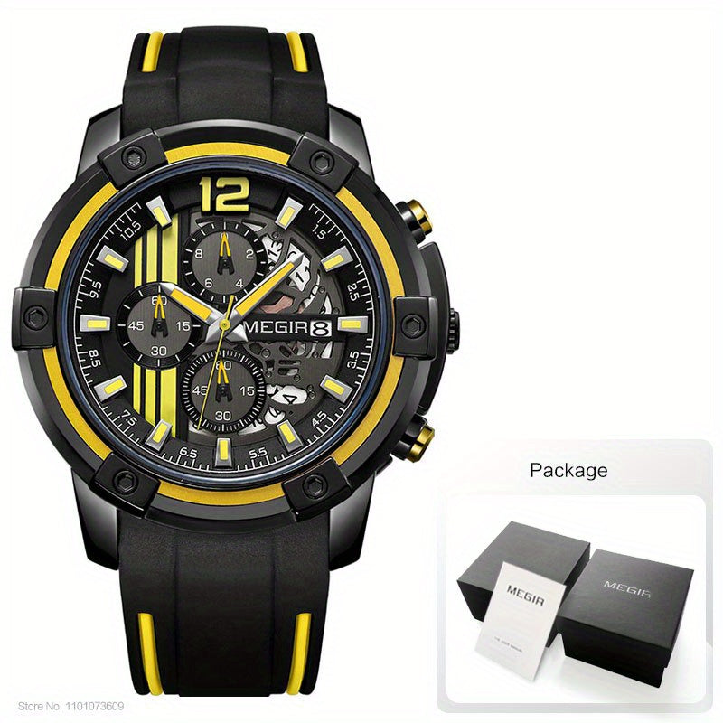 Men’s Sport Quartz Watch with Silicone Strap – Chronograph