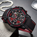 Men’s Sport Quartz Watch with Silicone Strap – Chronograph