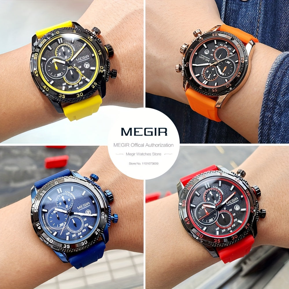 MEGIR – Men’s Sport Watch with Silicone Strap and Chronogra