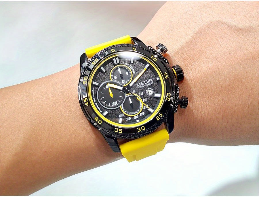 MEGIR – Men’s Sport Watch with Silicone Strap and Chronogra