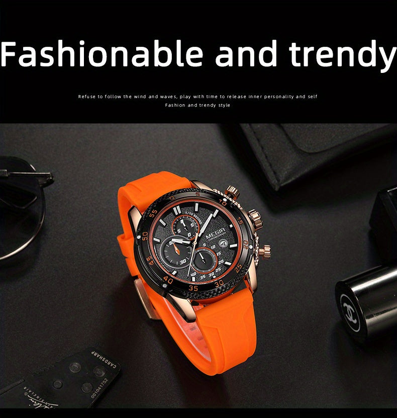 MEGIR – Men’s Sport Watch with Silicone Strap and Chronogra