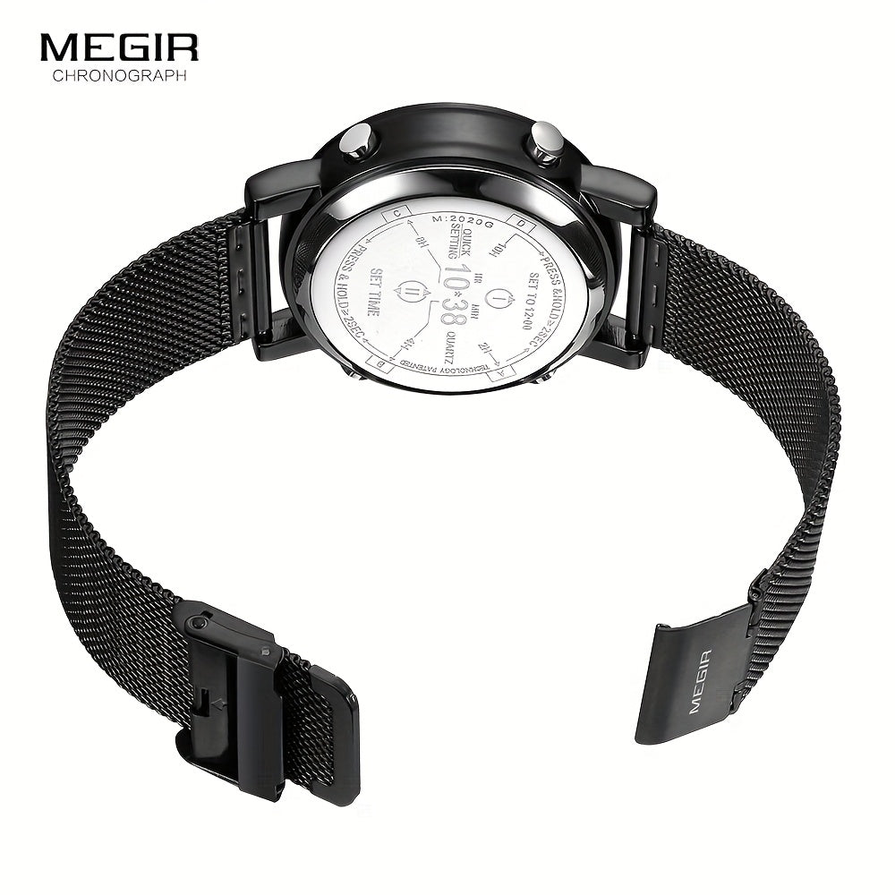 MEGIR Herren-Digitaluhr – Quarz mit Edelstahlarmband und vielseitigem Design