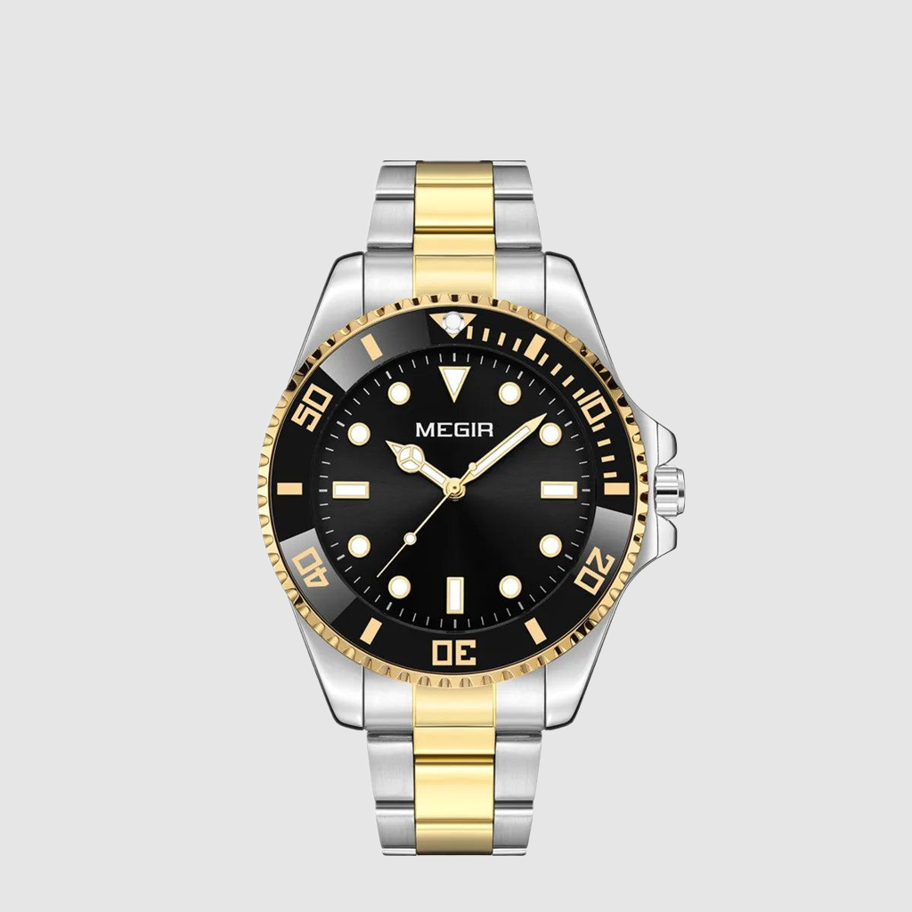 Megir Men’s Premium Quartz Watch with Stainless Steel Strap and Hidden Clasp