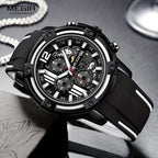 Men’s Sport Quartz Watch with Silicone Strap – Chronograph