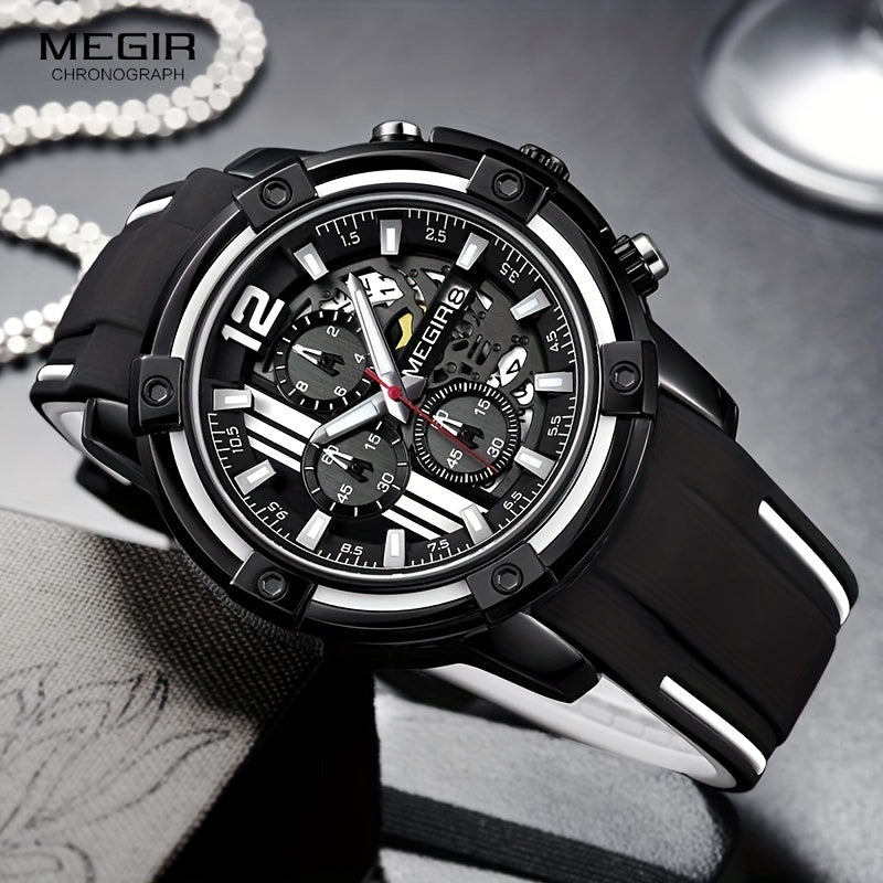 Men’s Sport Quartz Watch with Silicone Strap – Chronograph