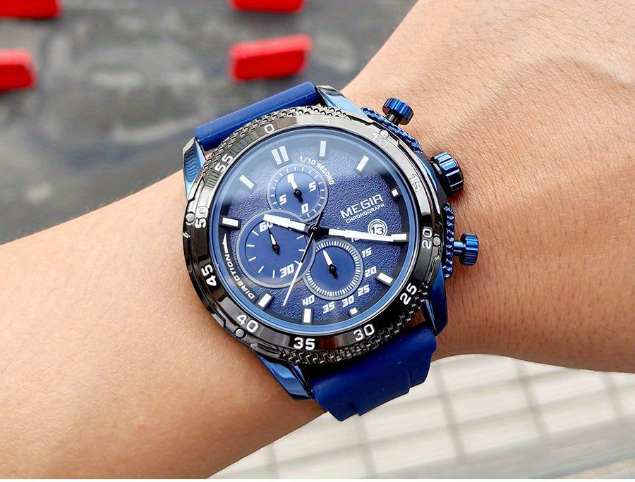 MEGIR – Men’s Sport Watch with Silicone Strap and Chronogra