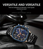 MEGIR Herren-Quarzuhr mit quadratischem Zifferblatt und 3 ATM Chronograph