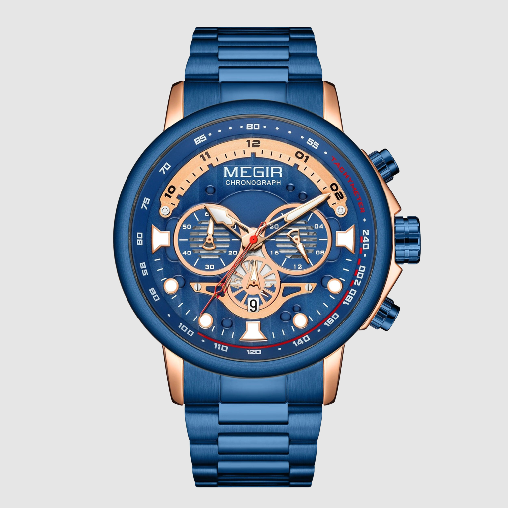 MEGIR Men’s Luxury 8890 Watch – Stainless Steel Chronograph & Water Resistant