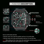 MEGIR Herren-Quarzuhr mit quadratischem Zifferblatt und 3 ATM Chronograph