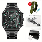 MEGIR Herren-Quarzuhr mit quadratischem Zifferblatt und 3 ATM Chronograph