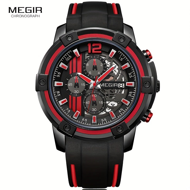 Men’s Sport Quartz Watch with Silicone Strap – Chronograph