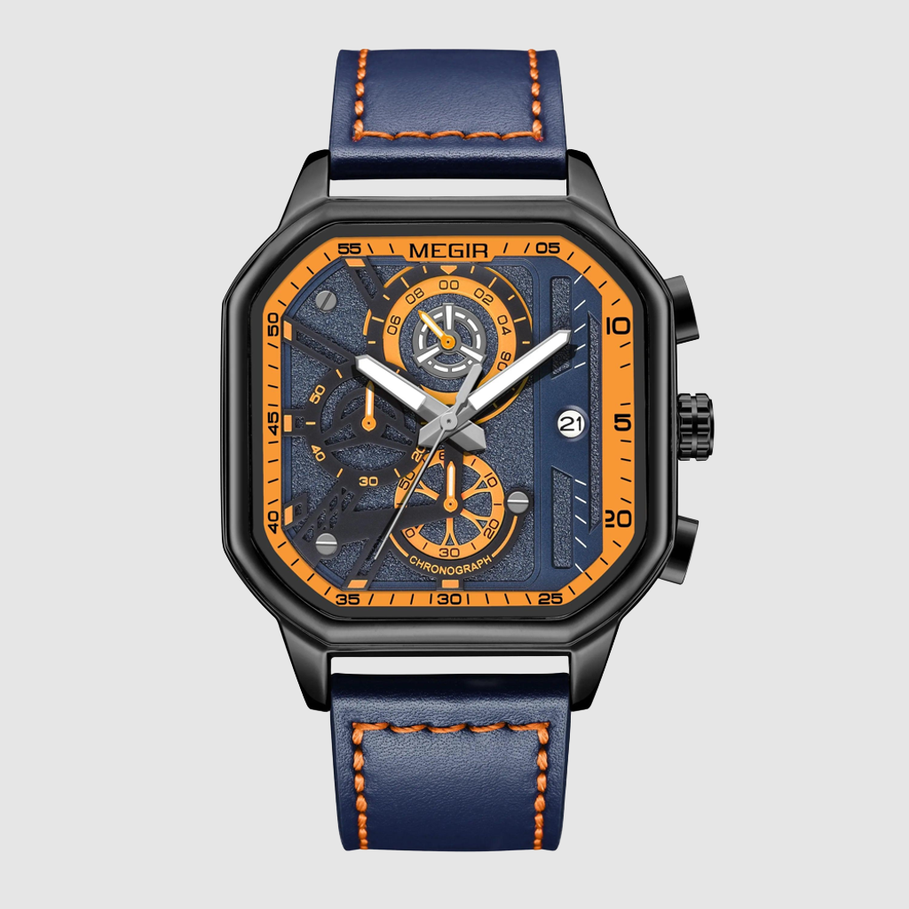 MEGIR Men’s Military Watch – Quartz Chronograph with Leather Strap