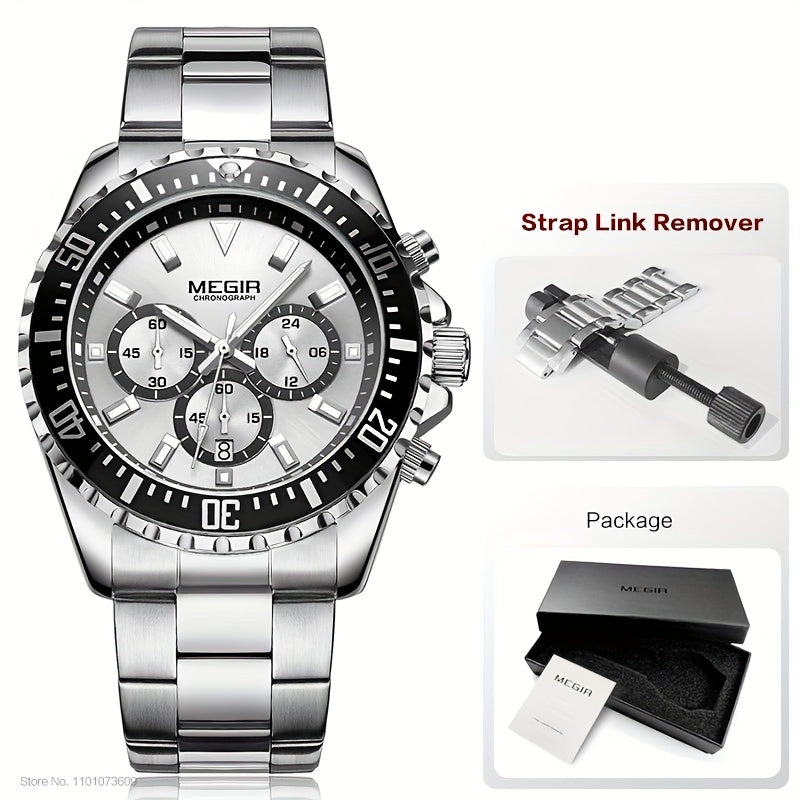 Megir – Men’s Analog Chronograph Watch with Stainless Steel Strap