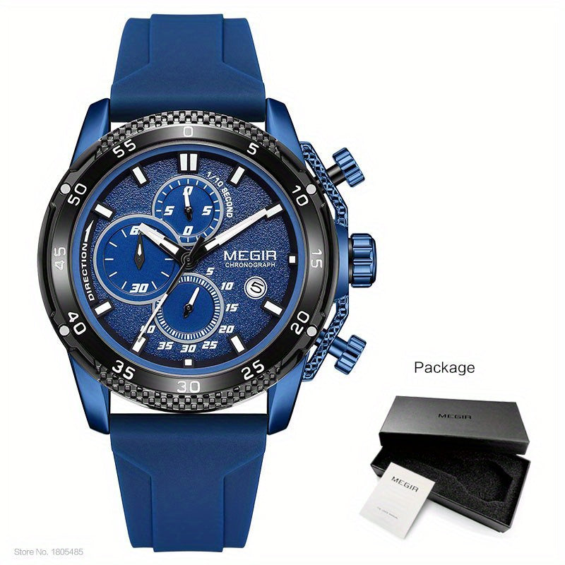 MEGIR – Men’s Sport Watch with Silicone Strap and Chronogra