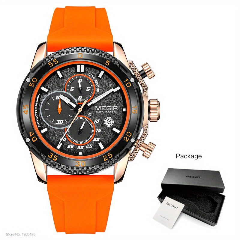 MEGIR – Men’s Sport Watch with Silicone Strap and Chronogra