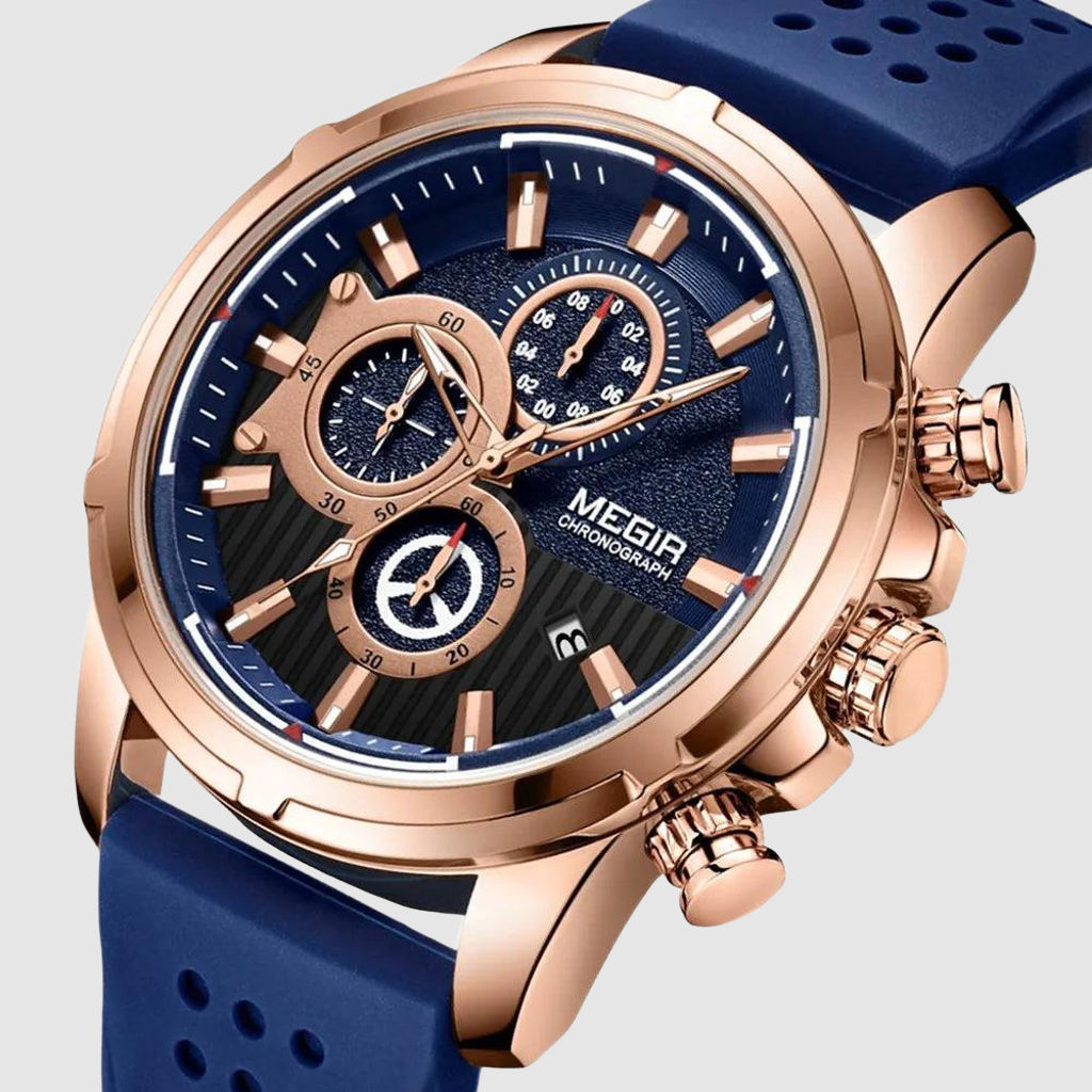 Men’s Quartz Chronograph 5090 Watch with Silicone Strap and Water Resistance