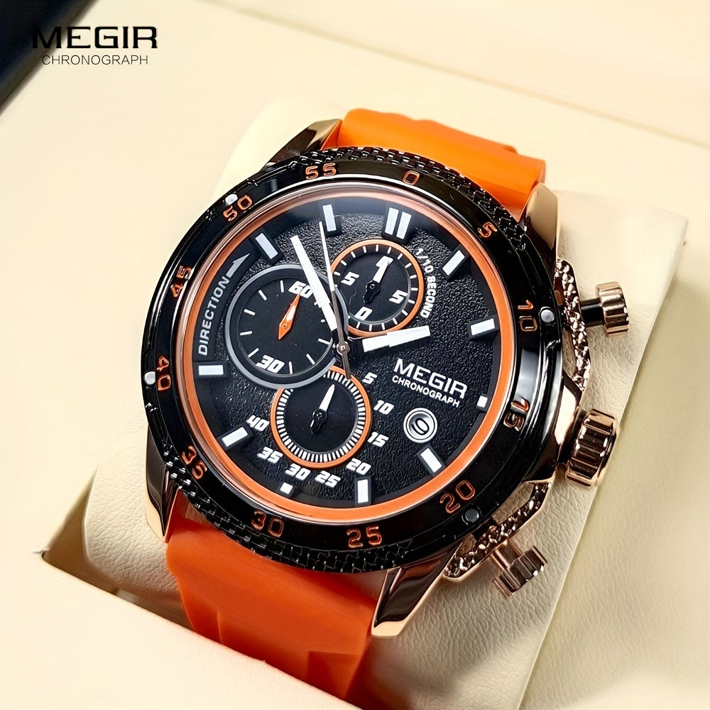 MEGIR – Men’s Sport Watch with Silicone Strap and Chronogra