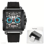 MEGIR – Herren-Quadratuhr 6789 mit blauem Silikonarmband und Chronograph
