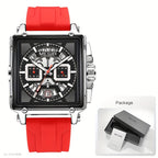 MEGIR – Herren-Quadratuhr 6789 mit blauem Silikonarmband und Chronograph