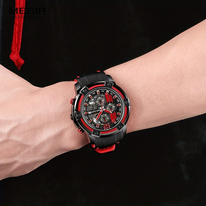 Men’s Sport Quartz Watch with Silicone Strap – Chronograph