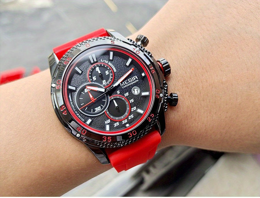 MEGIR – Men’s Sport Watch with Silicone Strap and Chronogra