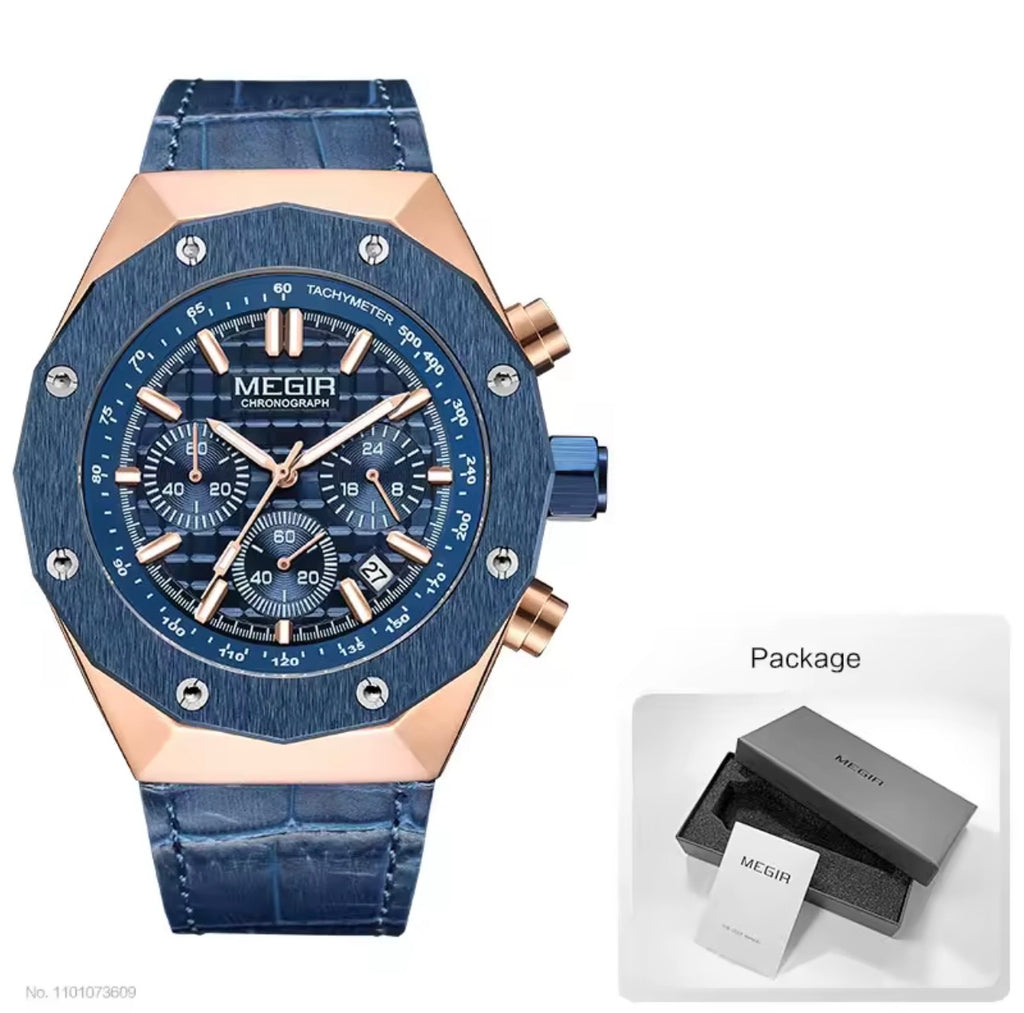 MEGIR SteelForce 44 Chronograph – Steel & Luminous Dial