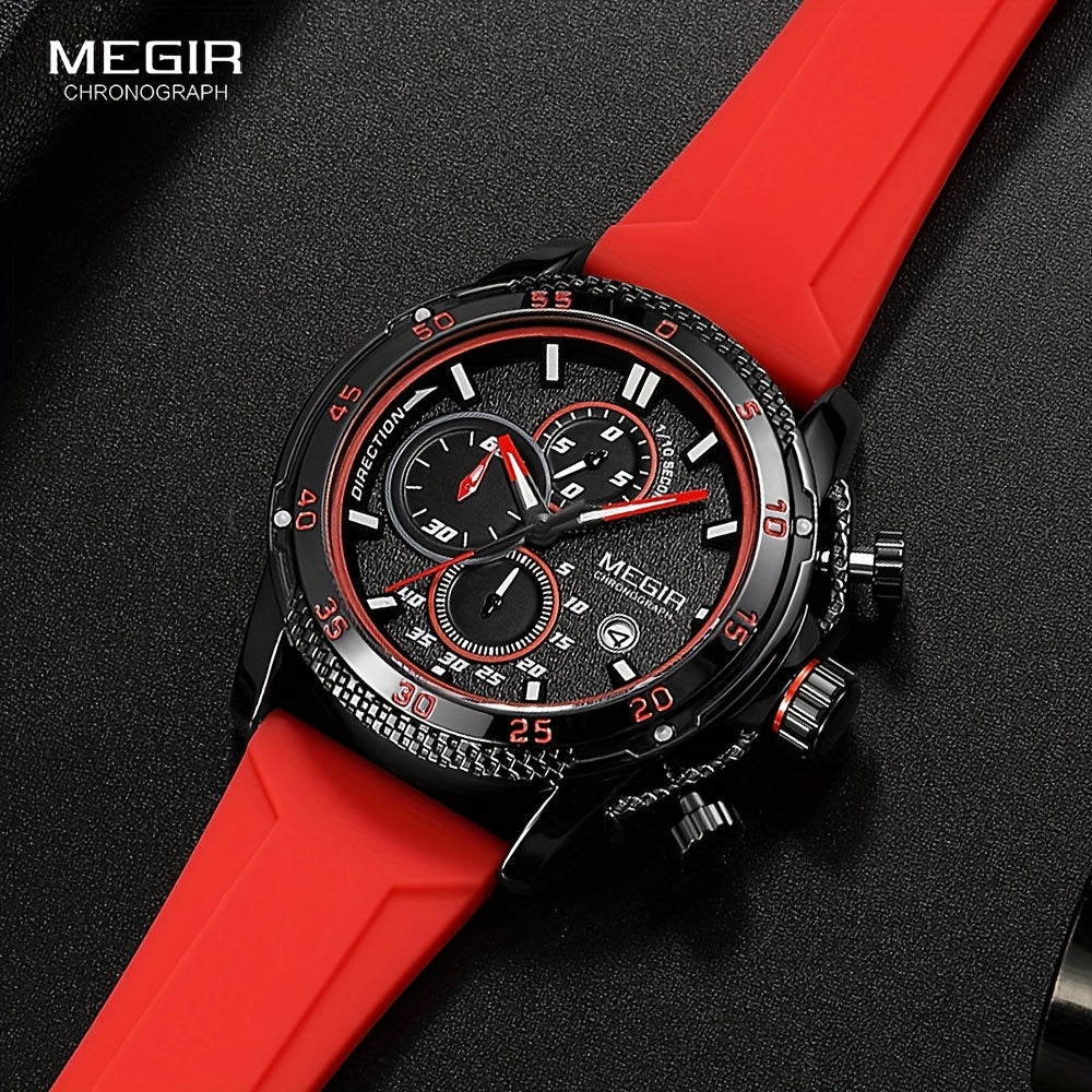 MEGIR – Men’s Sport Watch with Silicone Strap and Chronogra