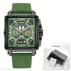 MEGIR – Herren-Quadratuhr 6789 mit blauem Silikonarmband und Chronograph