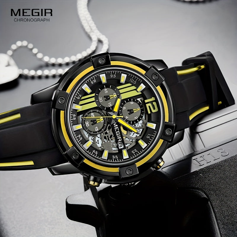 Men’s Sport Quartz Watch with Silicone Strap – Chronograph