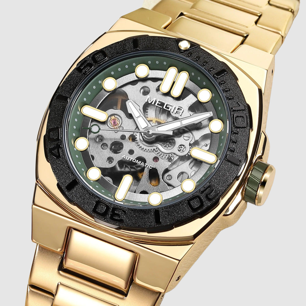 Men’s SteelCore Skeleton Automatic Watch — Stainless Steel Strap and Water Resistant