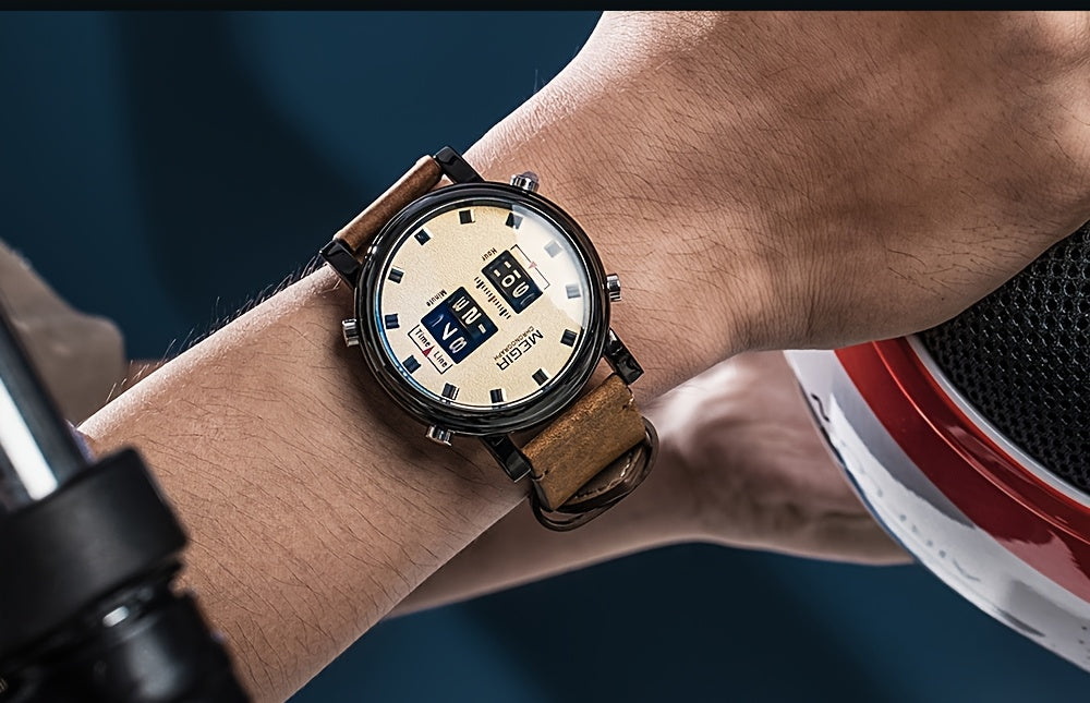 MEGIR Herren-Digitaluhr – Quarz mit Edelstahlarmband und vielseitigem Design