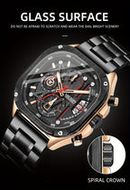 MEGIR Herren-Quarzuhr mit quadratischem Zifferblatt und 3 ATM Chronograph