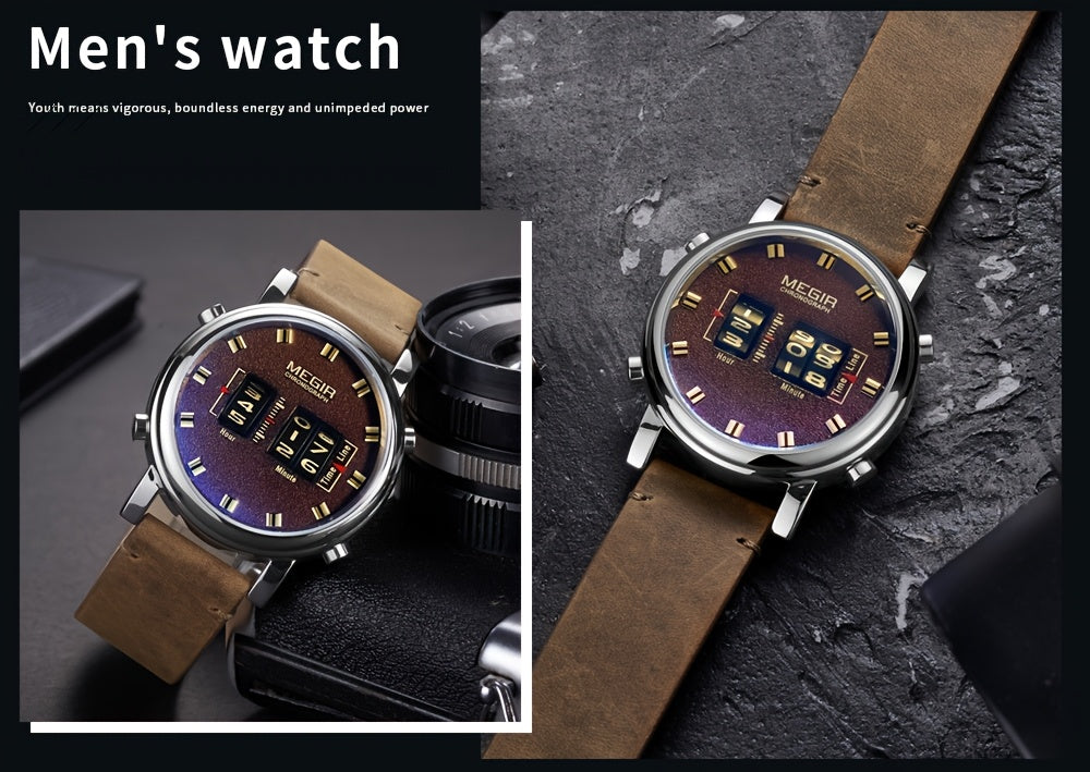 MEGIR Herren-Digitaluhr – Quarz mit Edelstahlarmband und vielseitigem Design
