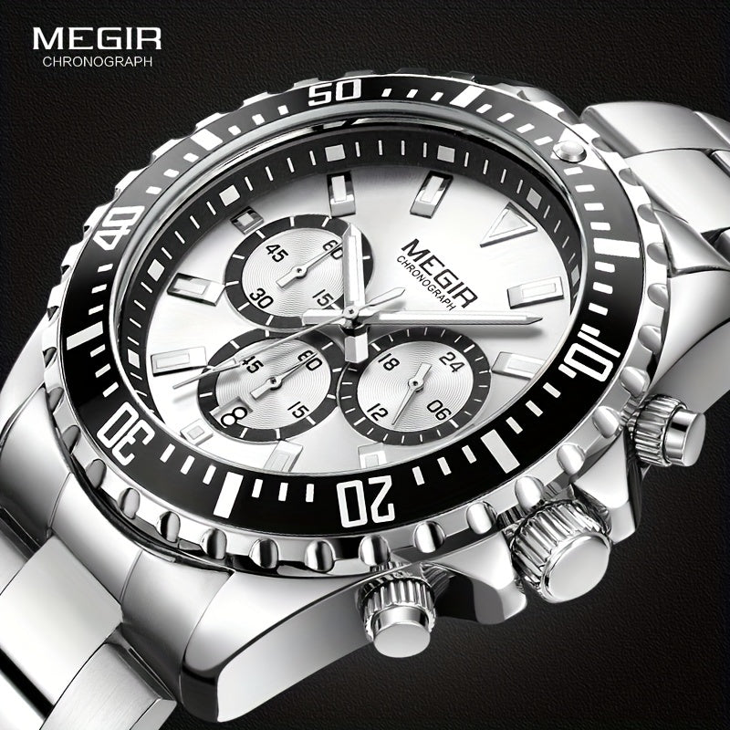 Megir – Men’s Analog Chronograph Watch with Stainless Steel Strap