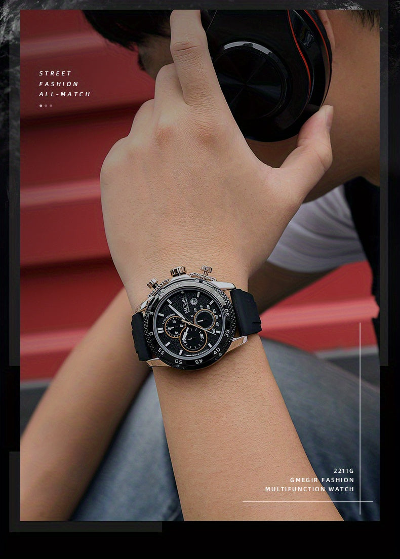 MEGIR – Men’s Sport Watch with Silicone Strap and Chronogra