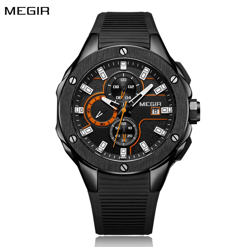MEGIR Herren-Militäruhr – Wasserdichter Chronograph mit Silikonarmband 