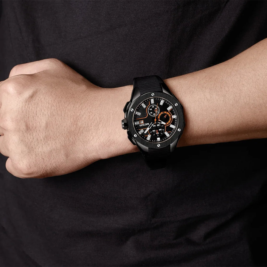 MEGIR Herren-Militäruhr – Wasserdichter Chronograph mit Silikonarmband 
