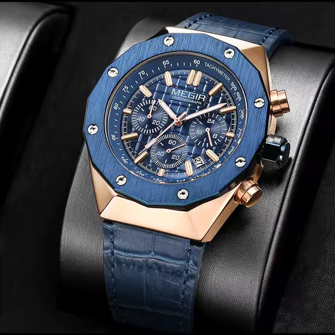 MEGIR SteelForce 44 Chronograph – Steel & Luminous Dial