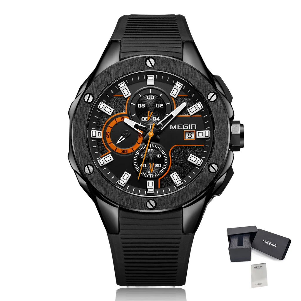 MEGIR Herren-Militäruhr – Wasserdichter Chronograph mit Silikonarmband 