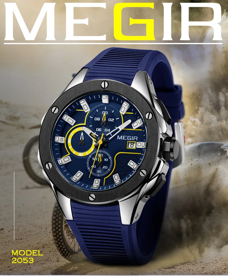 MEGIR Herren-Militäruhr – Wasserdichter Chronograph mit Silikonarmband 