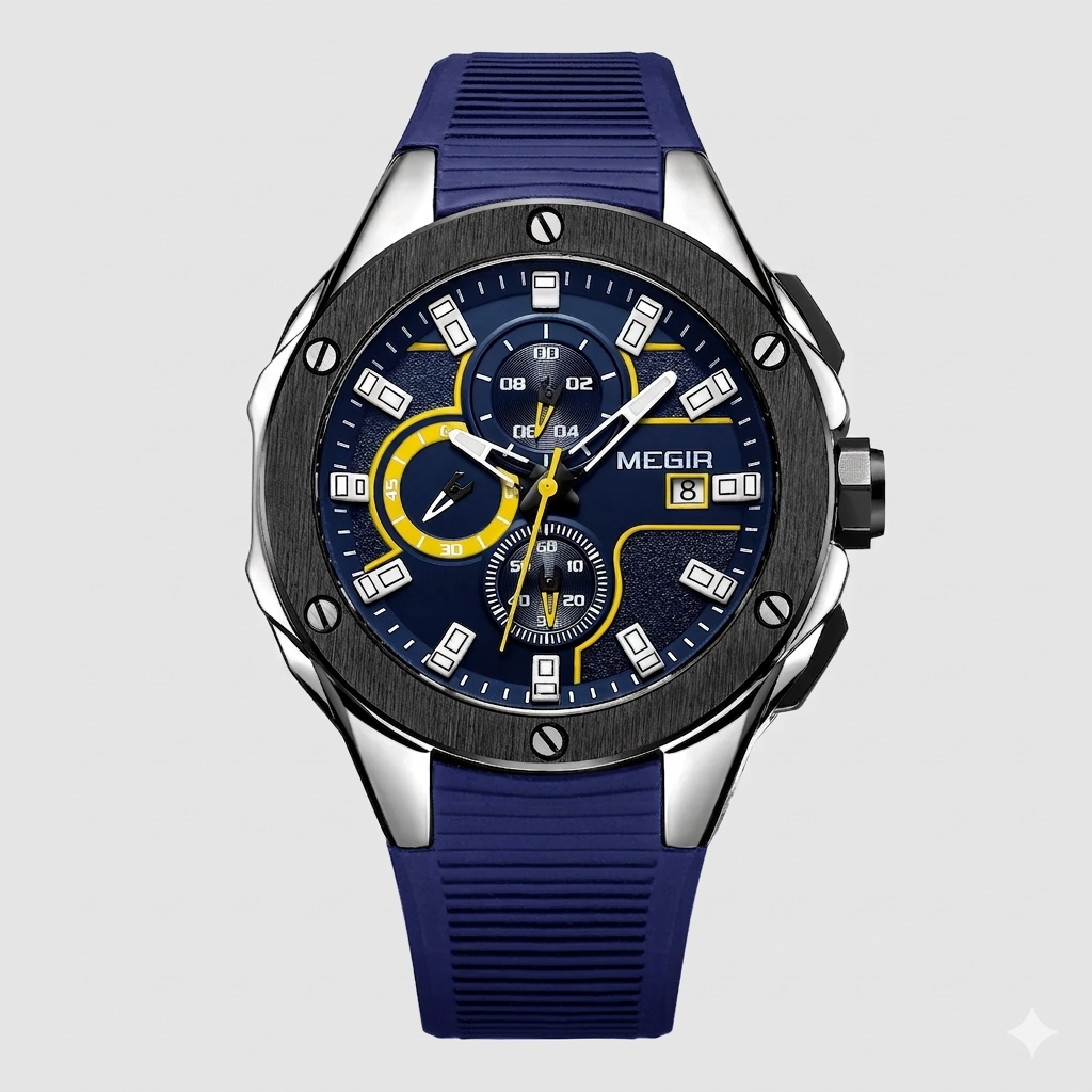 MEGIR Herren-Militäruhr – Wasserdichter Chronograph mit Silikonarmband 