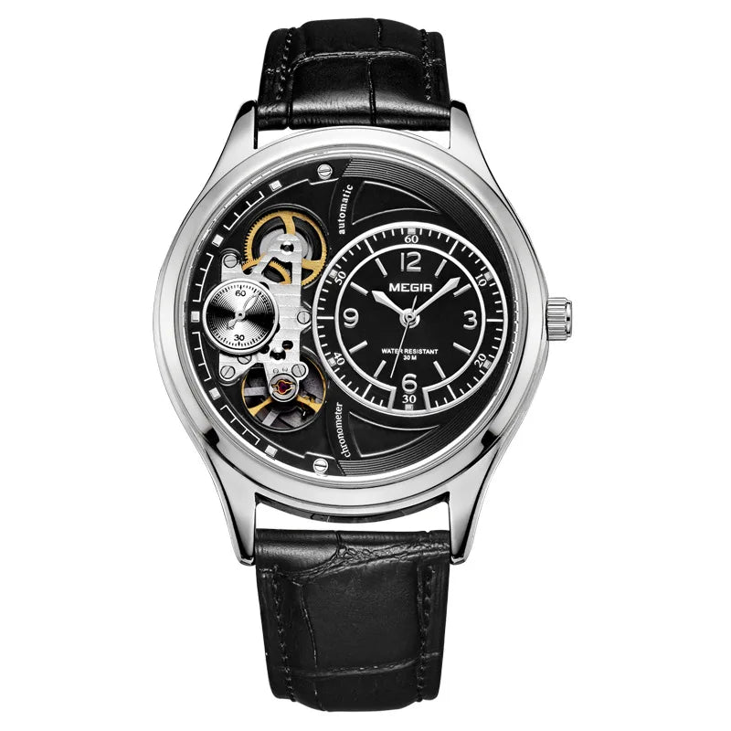 Megir Men's Watch – Tourbillon Design with Leather Strap