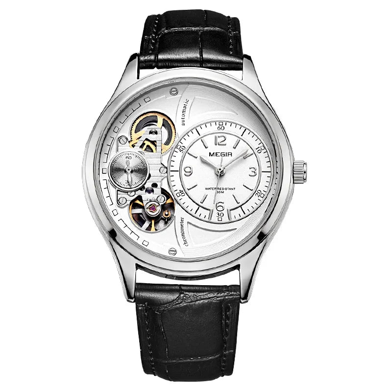Megir Men's Watch – Tourbillon Design with Leather Strap