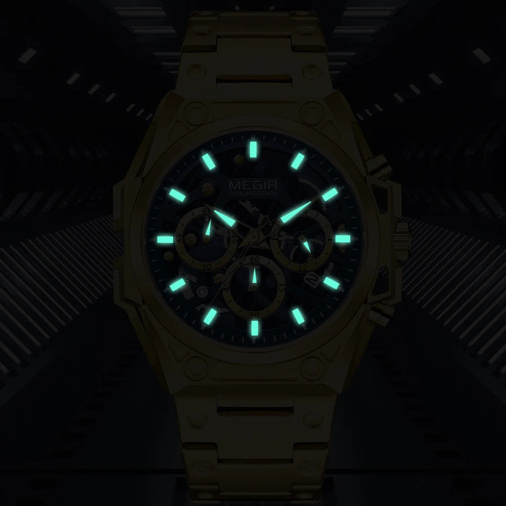 Megir LuminousSteel – Men's Stainless Steel Chronograph Watch