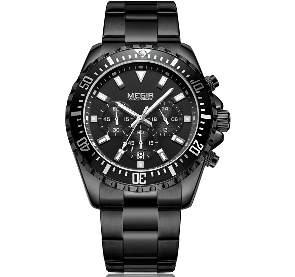 MEGIR NightMaster 2064 Men’s Watch – Stainless Steel Chronograph