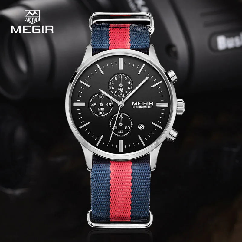 MEGIR Herren-Armbanduhr im Militär- und Freizeitstil mit Chronograph und Wasserdichtigkeit