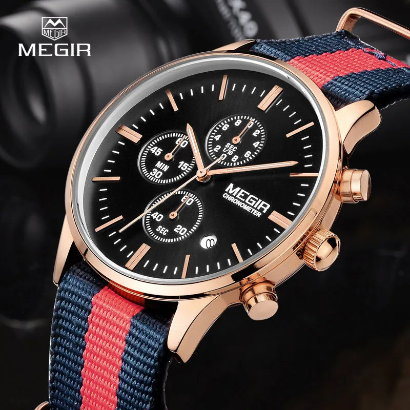 MEGIR Herren-Armbanduhr im Militär- und Freizeitstil mit Chronograph und Wasserdichtigkeit