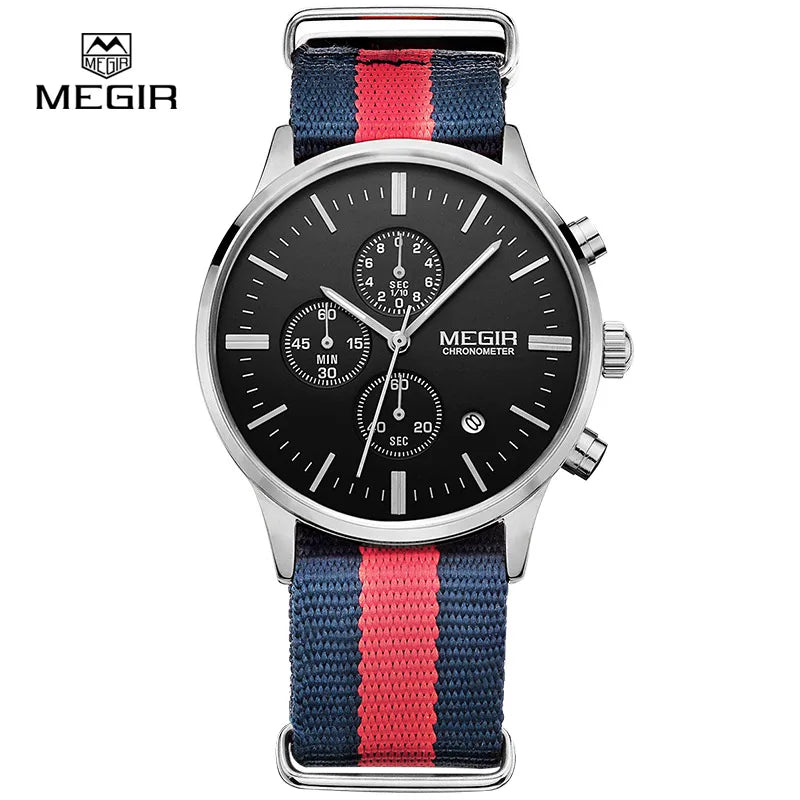 MEGIR Herren-Armbanduhr im Militär- und Freizeitstil mit Chronograph und Wasserdichtigkeit