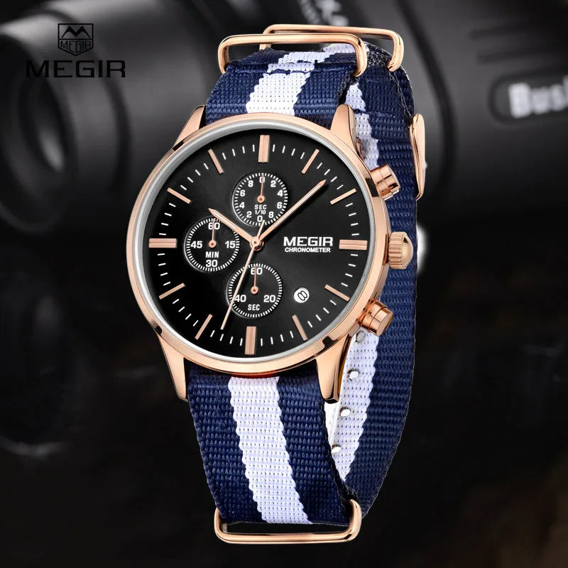 MEGIR Herren-Armbanduhr im Militär- und Freizeitstil mit Chronograph und Wasserdichtigkeit