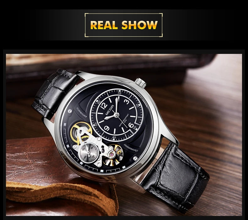 Megir Men's Watch – Tourbillon Design with Leather Strap